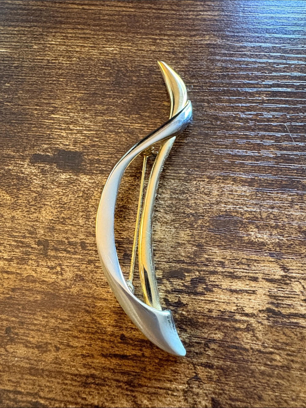 Elegant Silver and Gold Twist Brooch